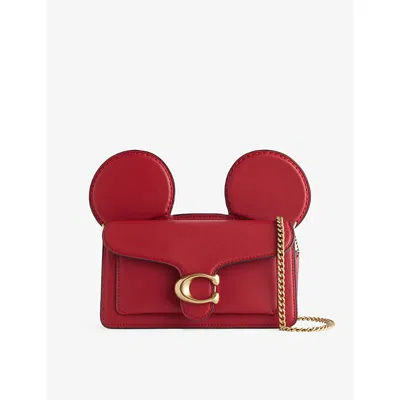 Coach Womens  X Disney Mickey Tabby Leather Cross Body Bag Red
