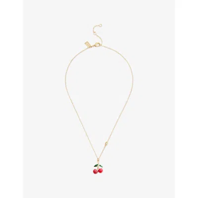 Coach Womens  Cherry Gold-plated Brass And Enamel Pendant Necklace In Gray