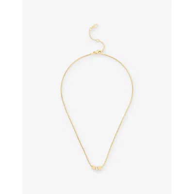Coach Womens Signature C Cube Gold-plated Brass Necklace Pearl/gold
