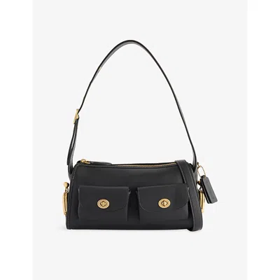 Coach Womens Turnlock Haversack 27 Leather Shoulder Bag Black