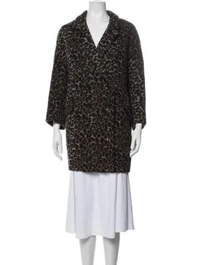 Pre-owned Coach Wool Animal Print Coat In Black/brown