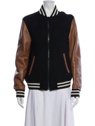 Pre-owned Coach Wool Bomber Jacket In Black