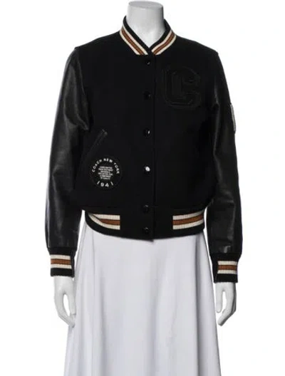 Pre-owned Coach Wool Bomber Jacket In Black