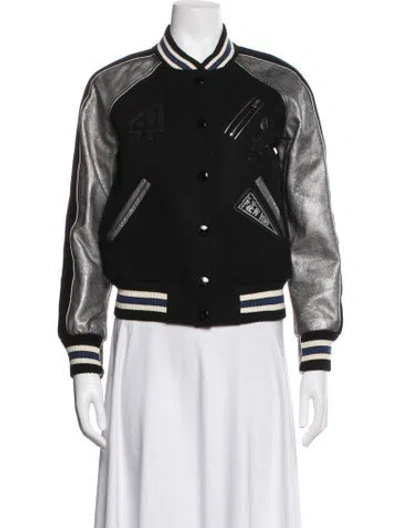 Pre-owned Coach Wool Bomber Jacket In Black