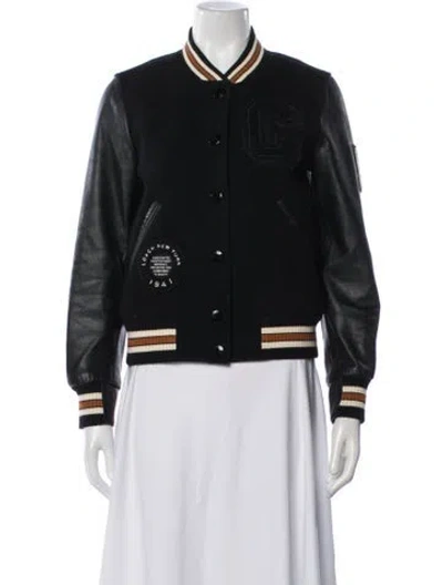 Pre-owned Coach Wool Bomber Jacket In Black