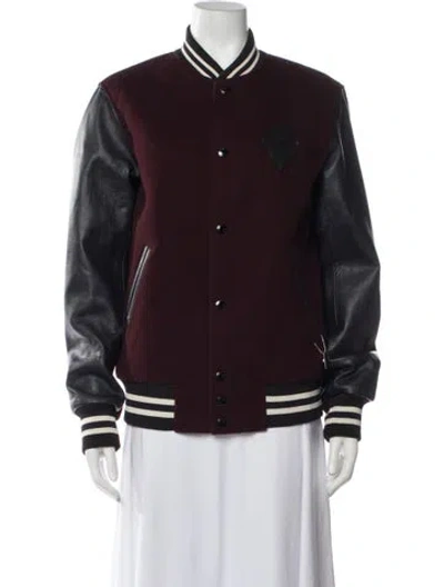 Pre-owned Coach Wool Bomber Jacket In Burgundy