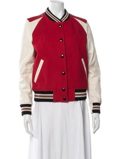 Pre-owned Coach Wool Bomber Jacket In Red