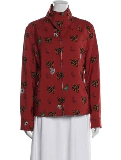 Pre-owned Coach Wool Graphic Print Jacket W/ Tags In Red