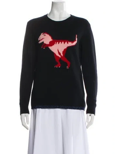 Pre-owned Coach Wool Graphic Print Sweater In Black
