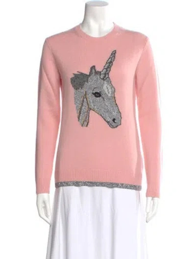 Pre-owned Coach Wool Graphic Print Sweater In Pink