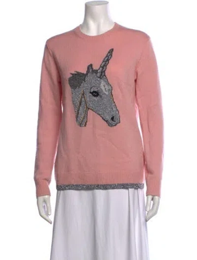 Pre-owned Coach Wool Graphic Print Sweater In Pink