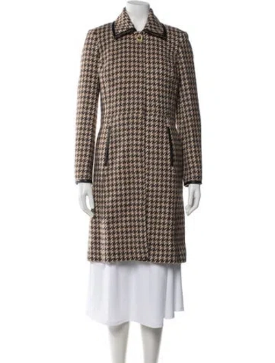 Pre-owned Coach Wool Houndstooth Print Coat In Neutrals