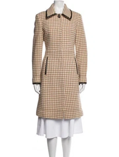 Pre-owned Coach Wool Houndstooth Print Coat In Neutrals