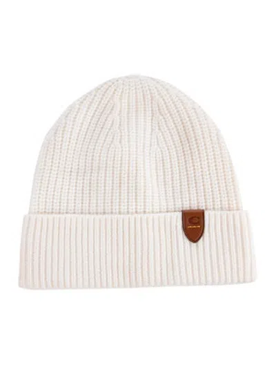 Pre-owned Coach Wool Knitted Beanie In Neutrals