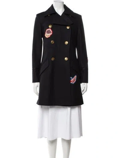 Pre-owned Coach Wool Peacoat In Black