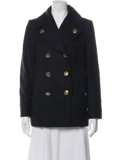 Pre-owned Coach Wool Peacoat In Black