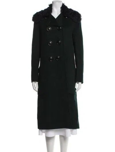 Pre-owned Coach Wool Peacoat In Black/green