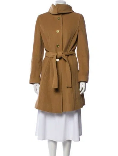 Pre-owned Coach Wool Peacoat In Brown