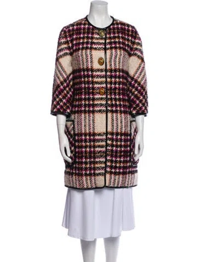 Pre-owned Coach Wool Plaid Print Coat In Multi