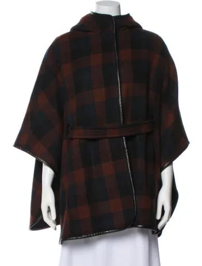 Pre-owned Coach Wool Plaid Print Jacket In Black