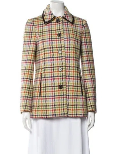 Pre-owned Coach Wool Plaid Print Jacket In Multi