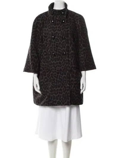 Pre-owned Coach Wool Printed Coat In Black