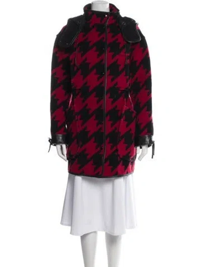 Pre-owned Coach Wool Printed Peacoat In Red