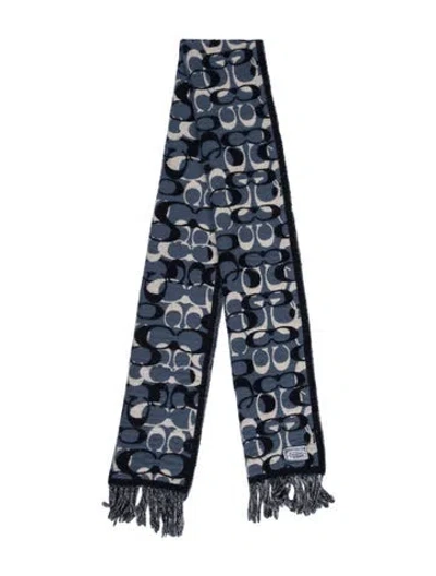 Pre-owned Coach Wool Printed Scarf In Blue