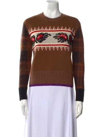 Pre-owned Coach Wool Printed Sweater In Brown