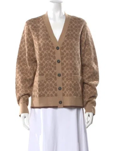 Pre-owned Coach Wool Printed Sweater In Neutral