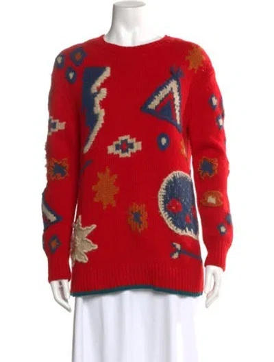 Pre-owned Coach Wool Printed Sweater In Red
