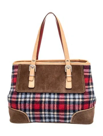Pre-owned Coach Wool Shoulder Bag In Red