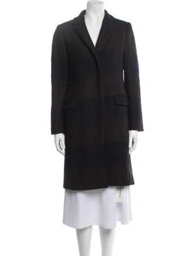 Pre-owned Coach Wool Striped Coat In Blue