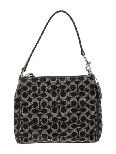 Pre-owned Coach Wool Top Handle Bag In Gray