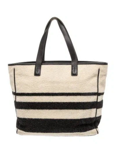 Pre-owned Coach Wool Tote In Neutrals
