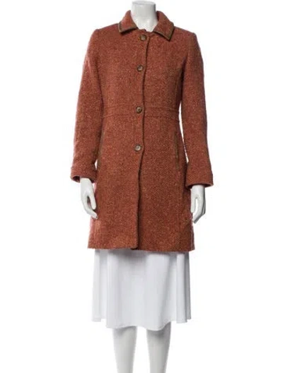 Pre-owned Coach Wool Tweed Pattern Coat In Orange