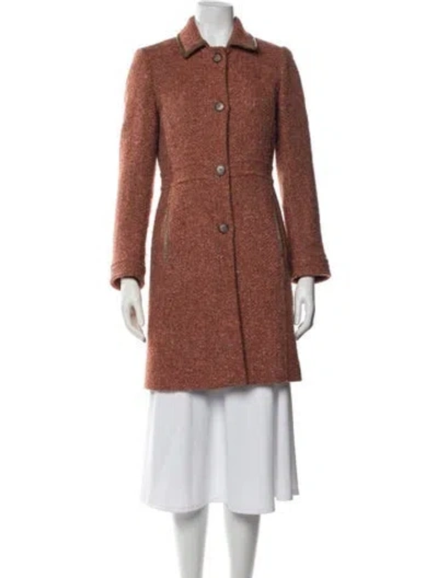 Pre-owned Coach Wool Tweed Pattern Coat In Orange