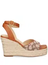 Coach Woven Espadrille Wedge Sandals In Brown