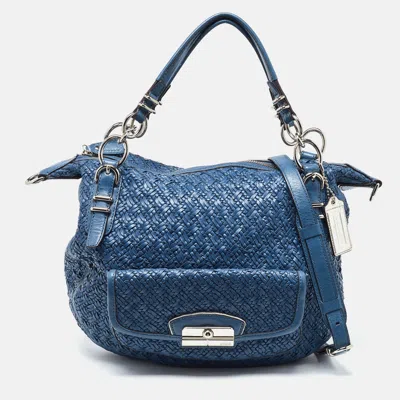 Coach Woven Leather Kristin Hobo In Blue