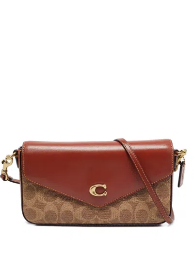 Pre-owned Coach Wyn Signature Crossbody Bag In Brown