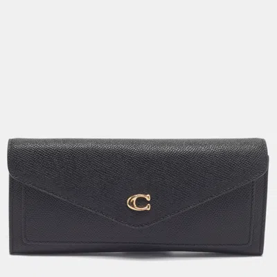 Pre-owned Coach Wyn Soft Black Leather Continental Wallet