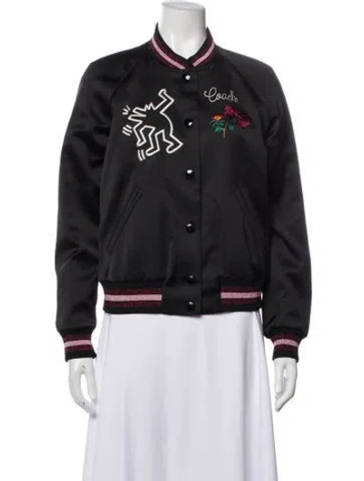 Pre-owned Coach X Keith Haring Graphic Print Bomber Jacket In Gray