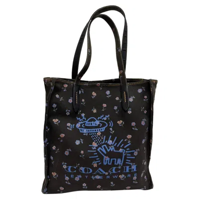 Coach X Keith Haring Ufo Dog Tote In Black Canvas