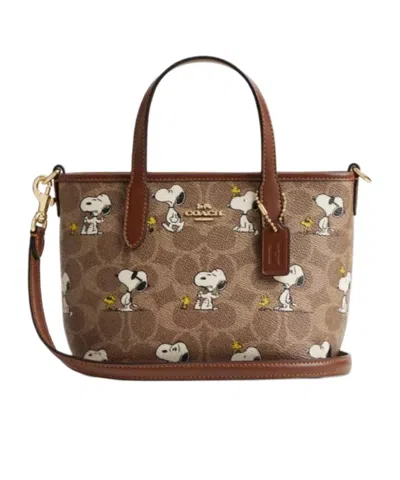 Coach X Peanuts City 15 Tote In Brown