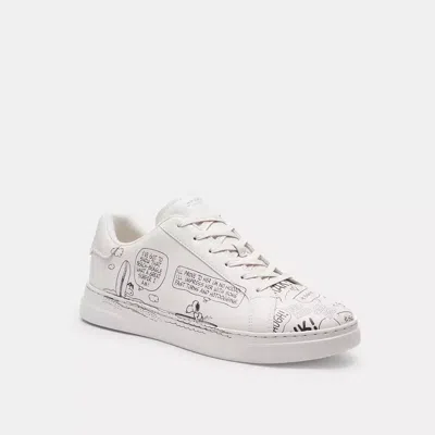 Coach X Peanuts High Line Sneaker With Newspaper Print In Multi