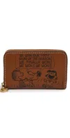 Coach X Peanuts Small Zip Around Card Case B4/hazelnut