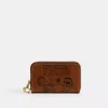 Coach X Peanuts Small Zip Around Card Case With Newspaper Print