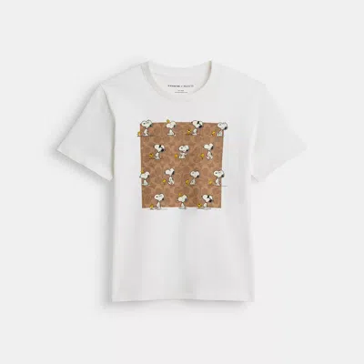 Coach X Peanuts Snoopy Signature Square T-shirt In Organic Cotton