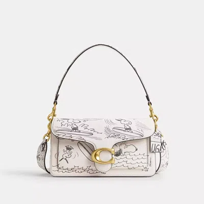 Coach X Peanuts Tabby Shoulder Bag 26 With Newspaper Print In Multi
