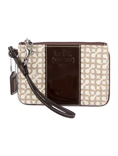 Pre-owned Coach X Tabitha Simmons Canvas Printed Wristlet In Multi
